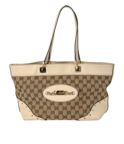 Punch Tote, &pound;250, Handbags, Beige/Cream, Canvas/Leather, Front view